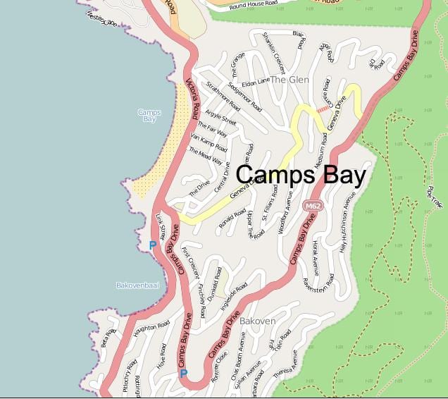 mappa di camps bay Città del Capo