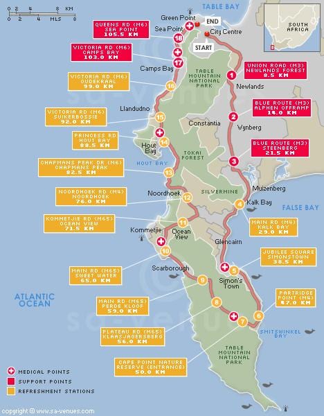 mappa di cape argus percorso