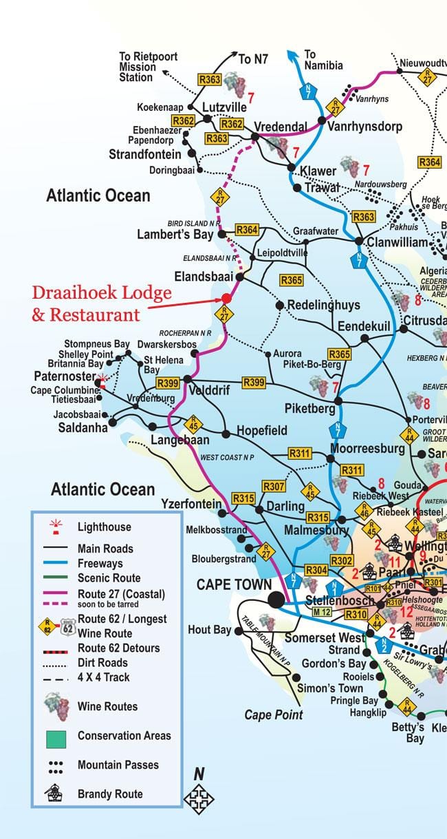 mappa di Cape Town road