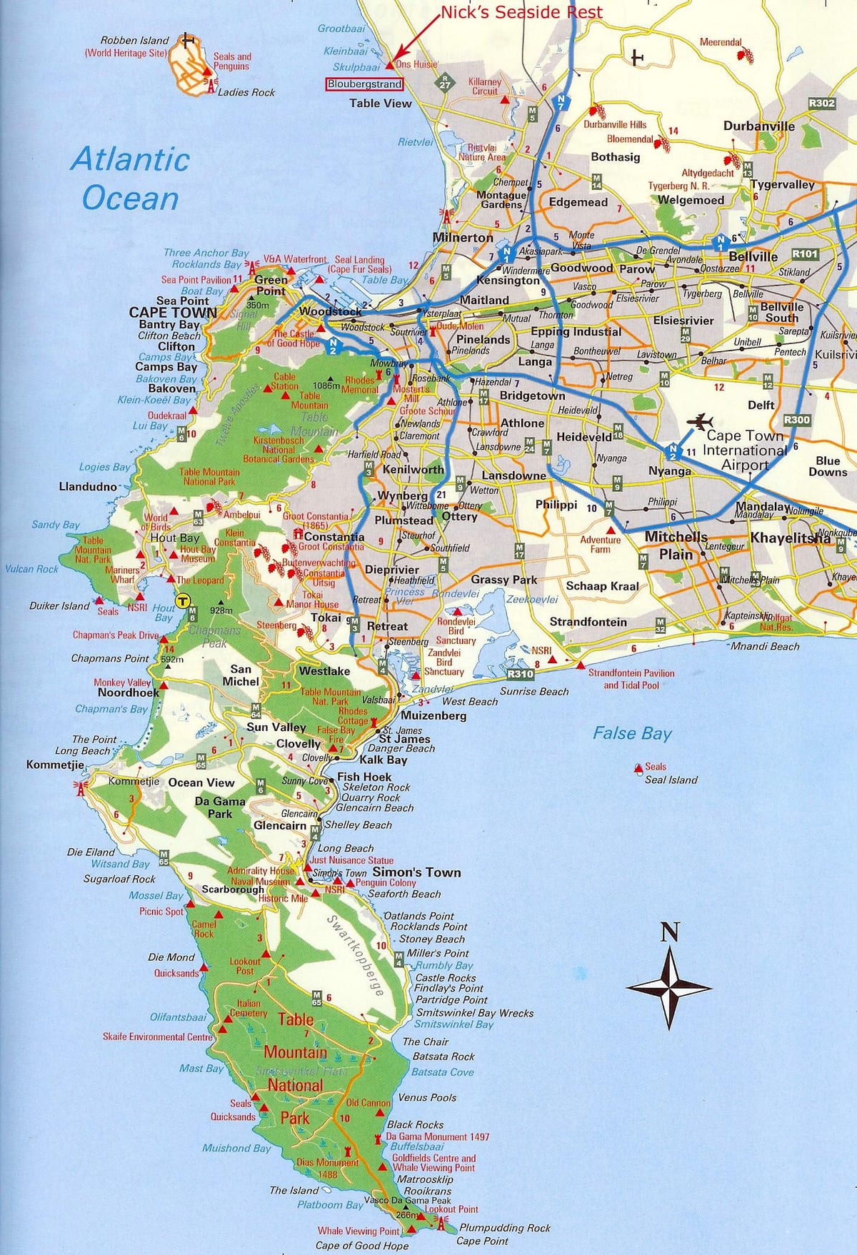 una mappa di Città del Capo