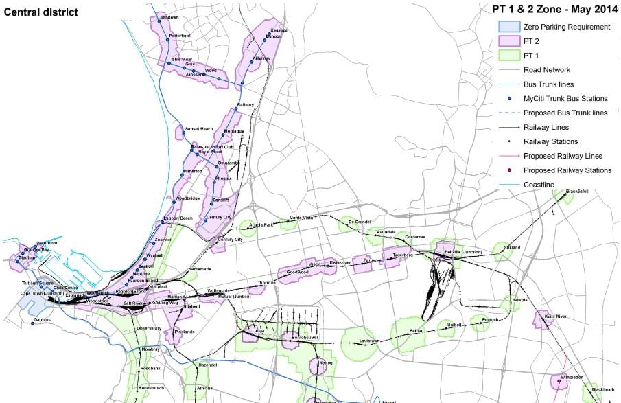 la mappa di Città del Capo zonizzazione