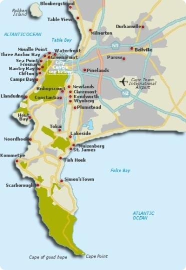 Città del capo quartieri mappa