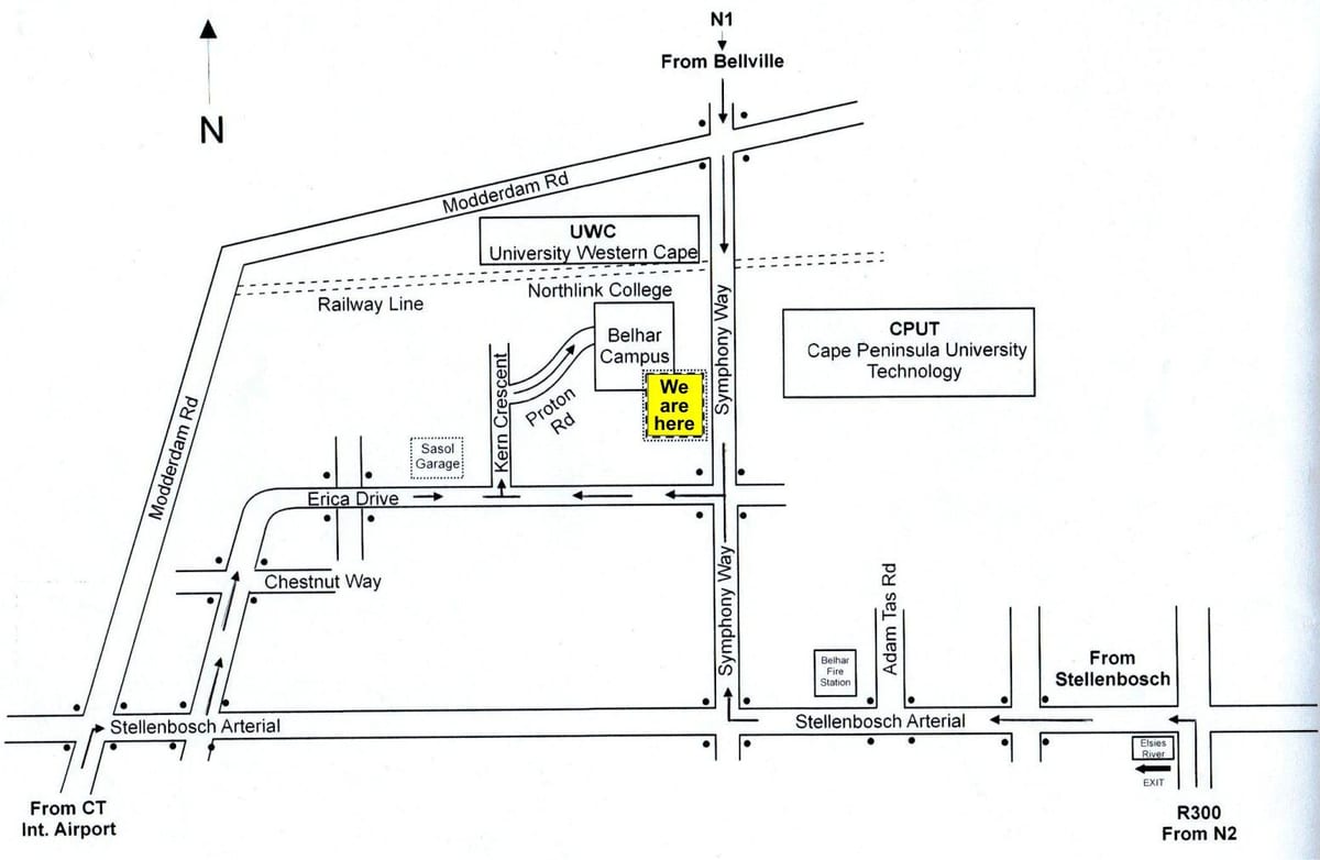 mappa di cput Città del Capo campus