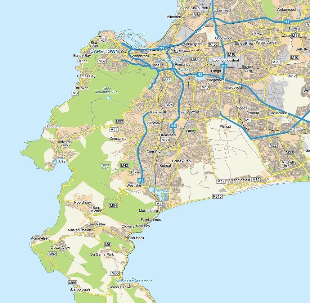 mappa di diep fiume di Città del Capo