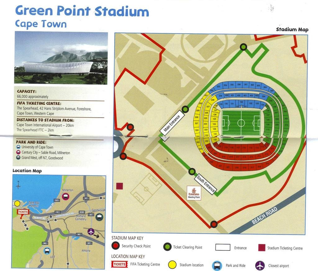mappa di green point stadium di parcheggio