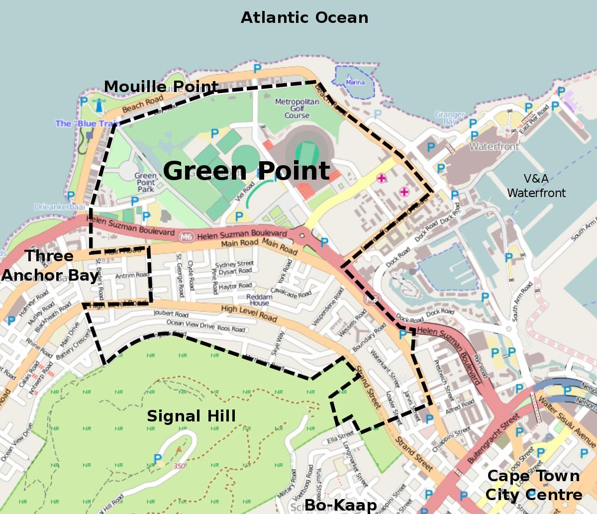 green point di Città del Capo la mappa