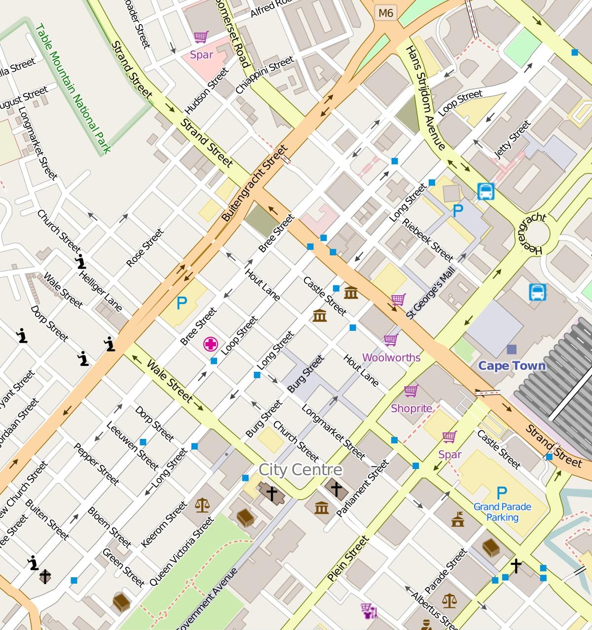 Centro di Città del capo la mappa