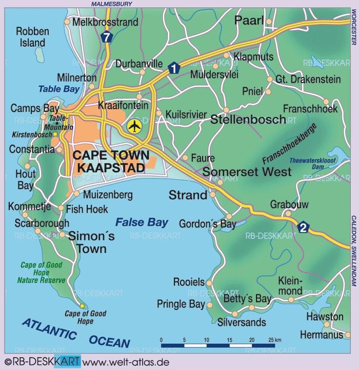 la mappa di Città del Capo