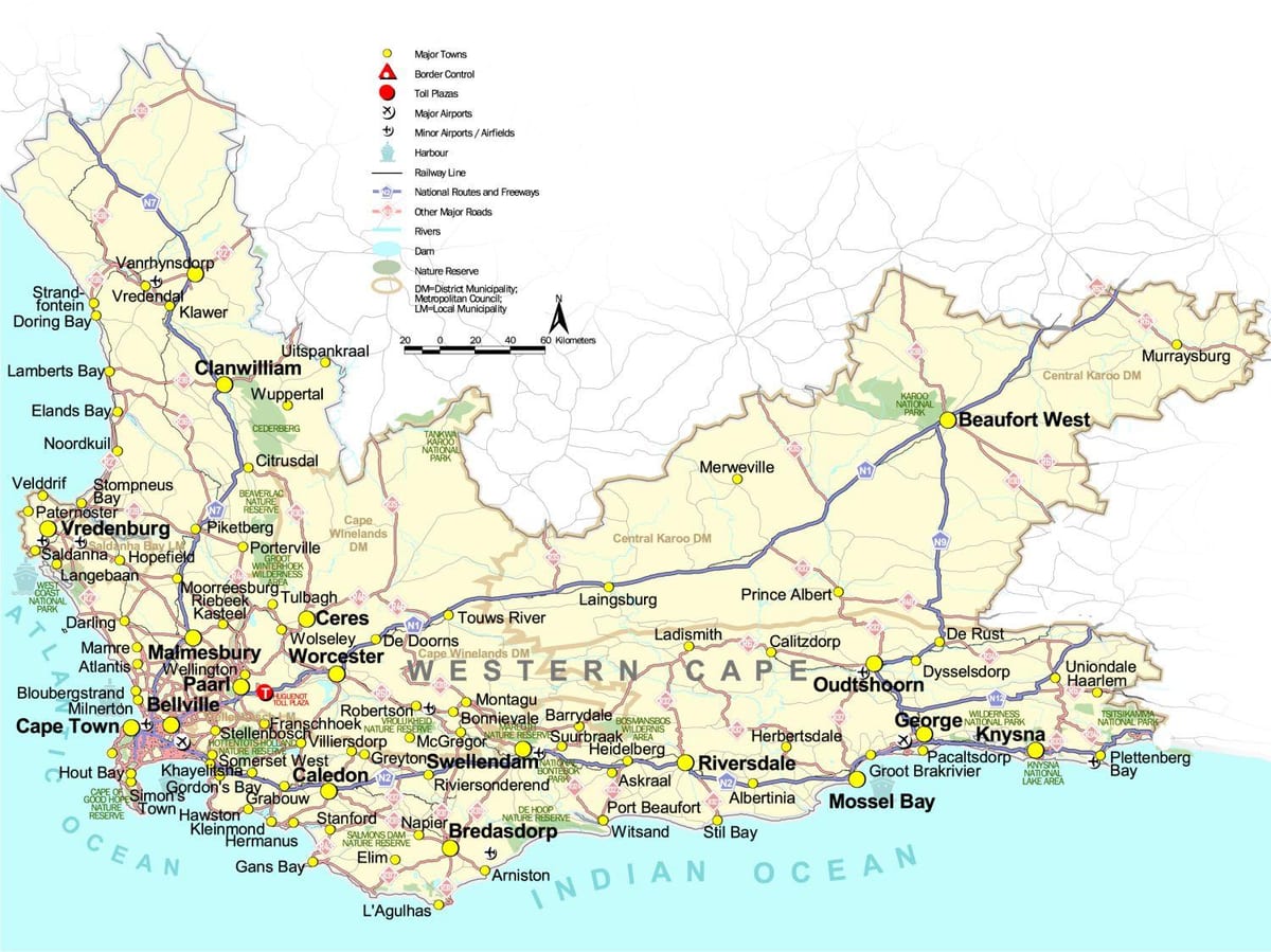 la mappa di città del capo Sud Africa