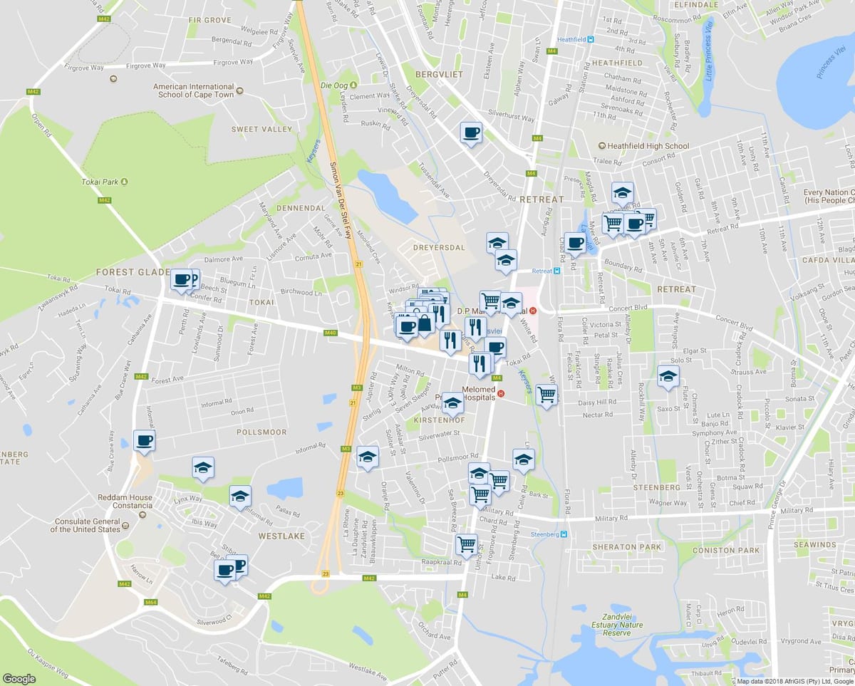 la mappa di Città del Capo tokai
