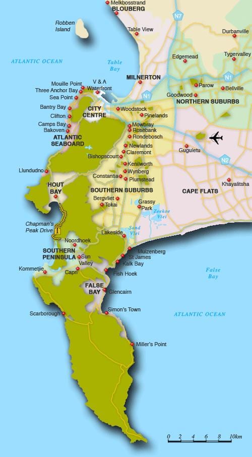 mappa di costa di Città del Capo
