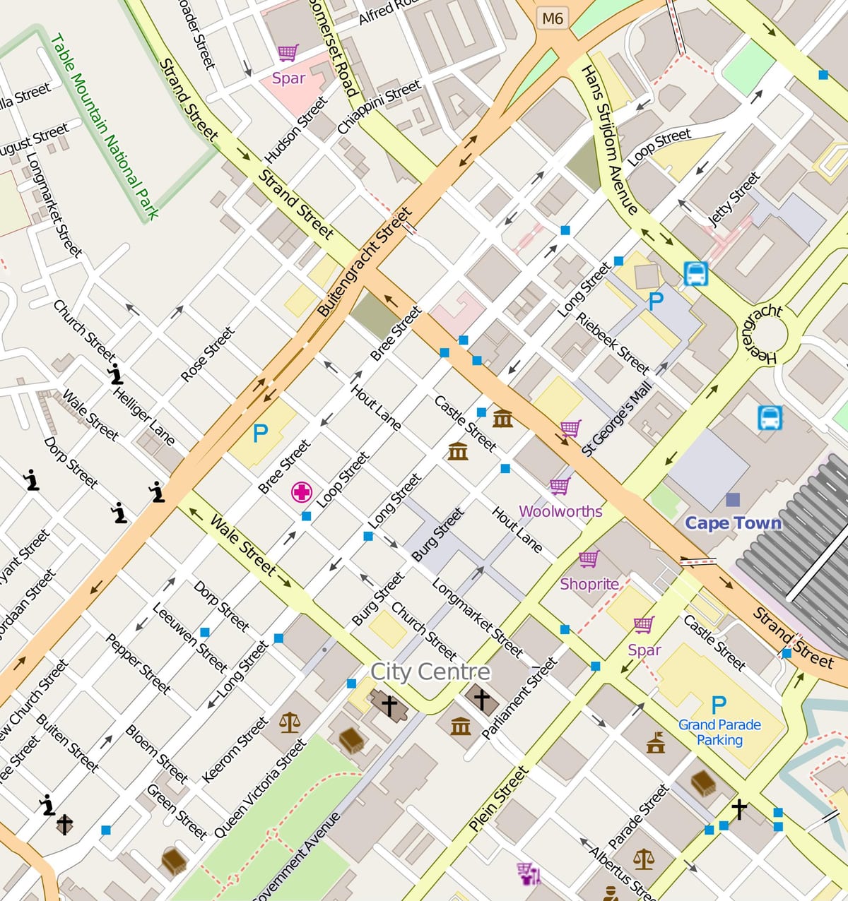 mappa di loop street Città del Capo