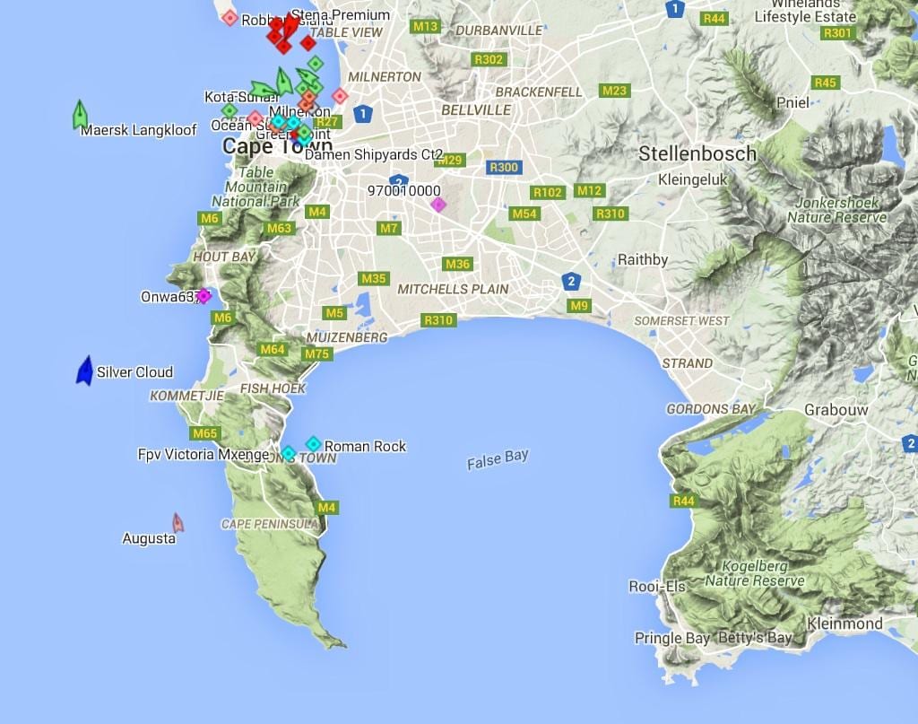 mappa di mappa di fish hoek e dintorni