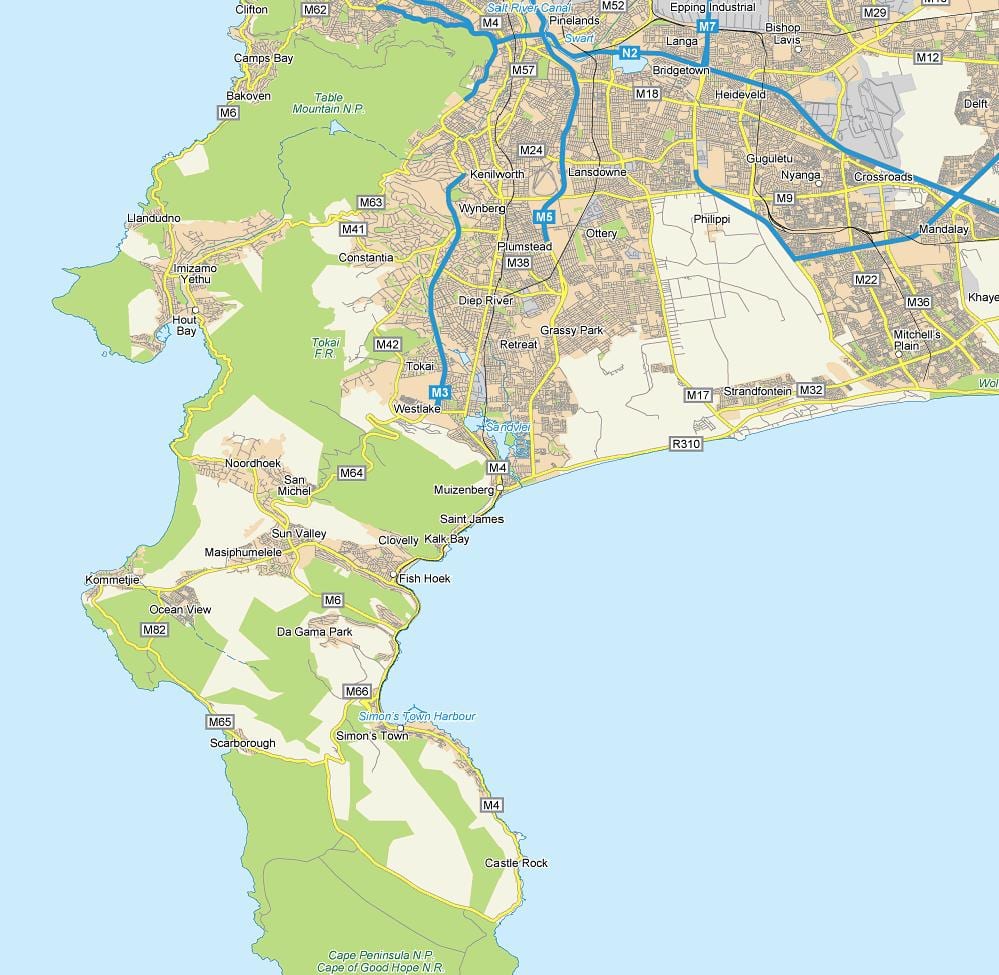 mappa di muizenberg Città del Capo