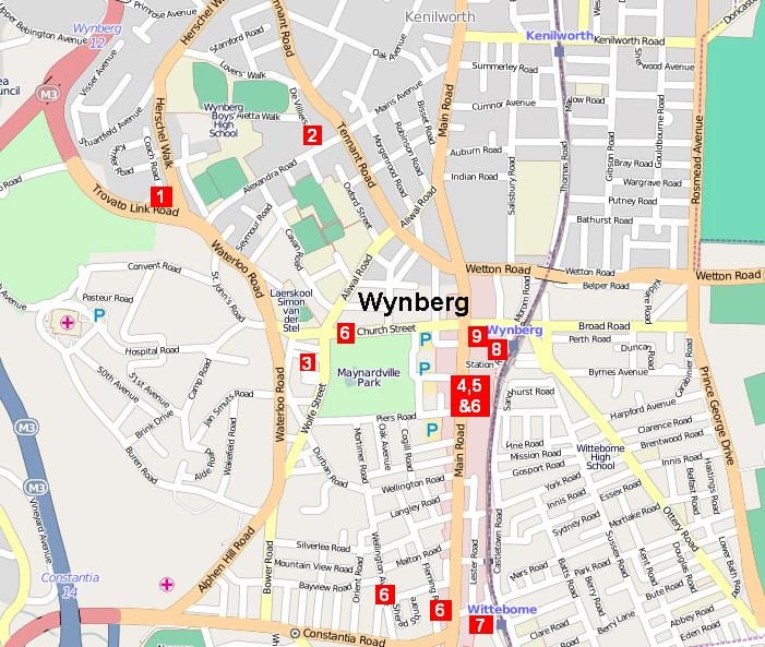  mappa di wynberg Città del Capo