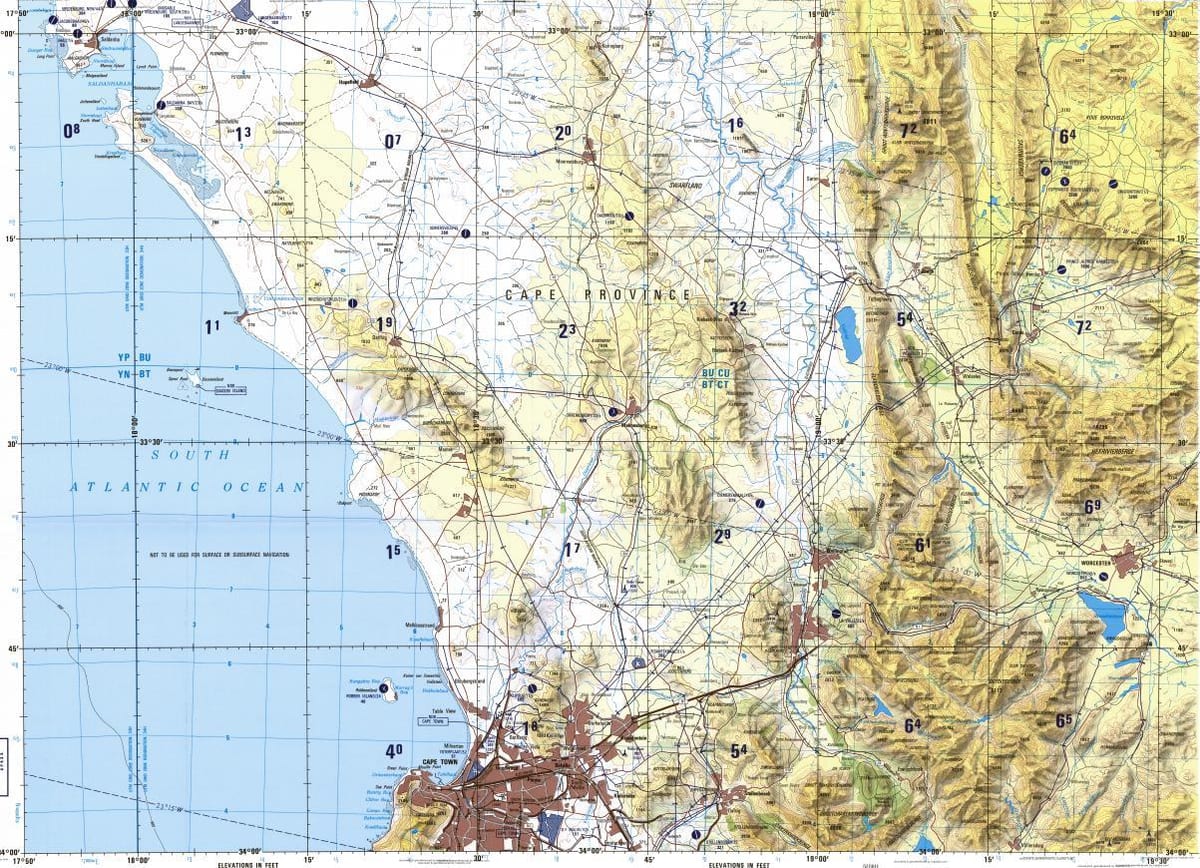 Città del capo mappa topografica