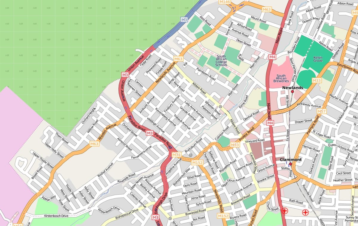 mappa di newlands stadium di Città del Capo
