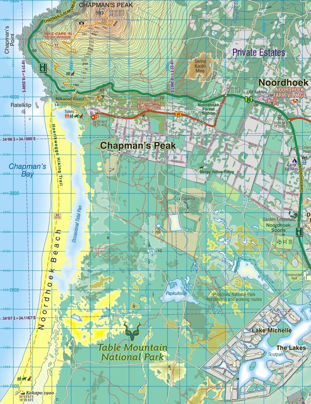 mappa di noordhoek Città del Capo