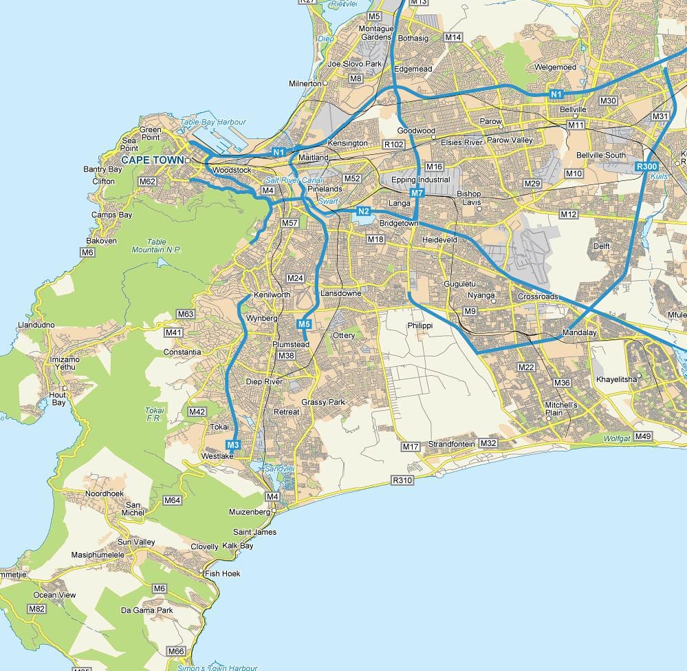mappa di ottery Città del Capo 