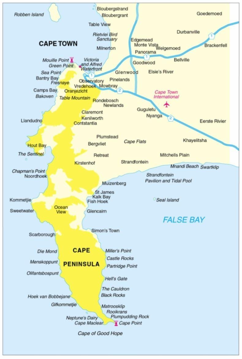 mappa di cape peninsula tour