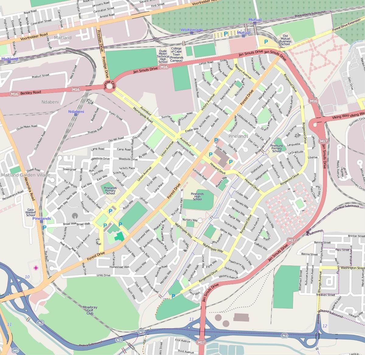 mappa di pinelands Città del Capo