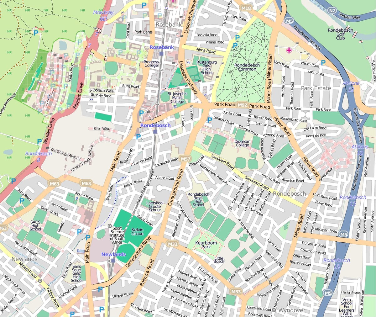 mappa di Cape Town rondebosch