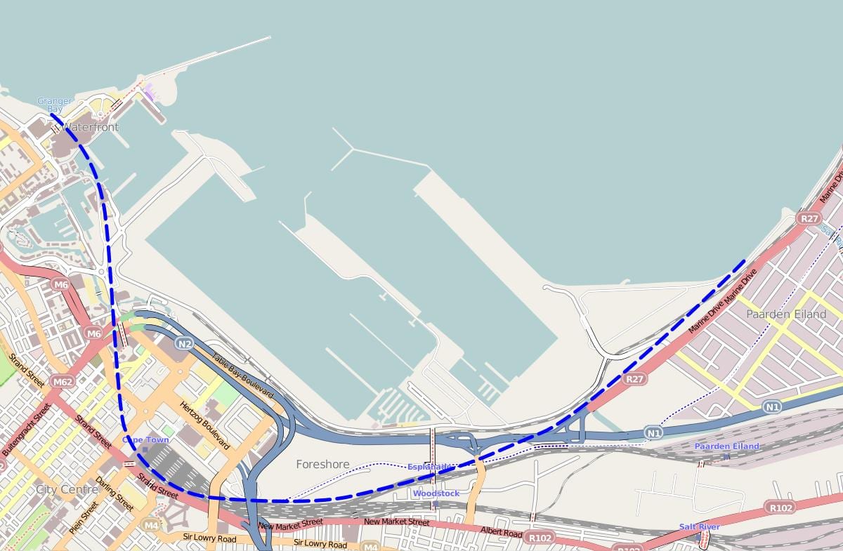 mappa di strand street, Città del Capo
