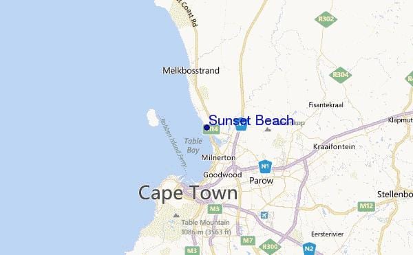 mappa di sunset beach, Città del Capo