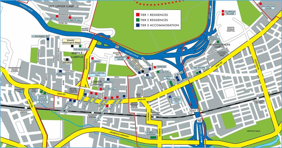 mappa di università di Città del Capo
