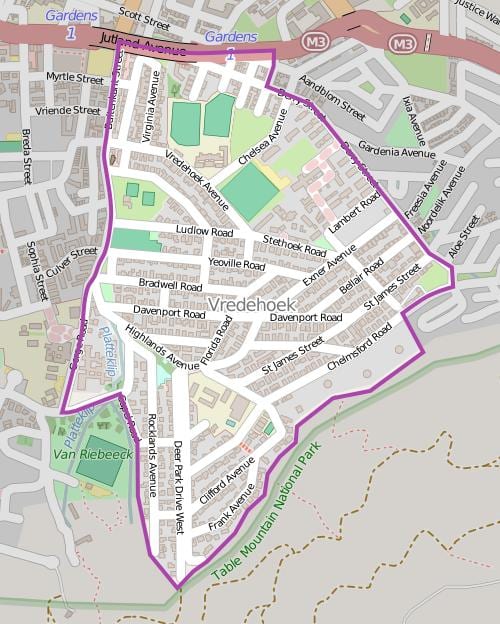 mappa di vredehoek Città del Capo
