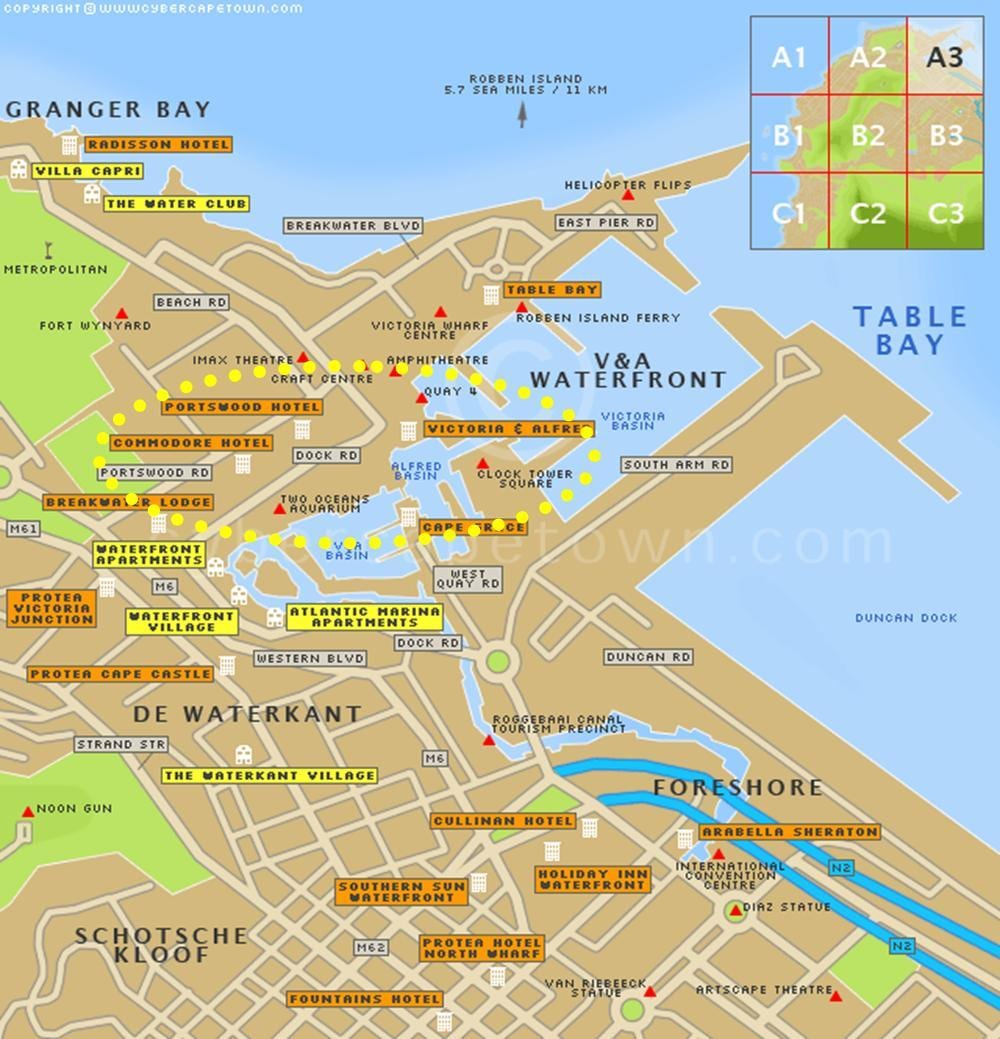 v&a waterfront di Città del Capo la mappa