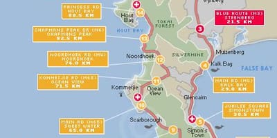 Mappa di cape argus percorso