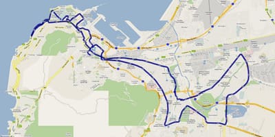 La mappa di Città del Capo, percorso della maratona 