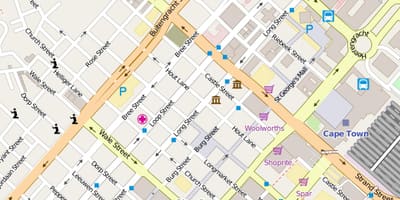 Mappa stradale di centro di città del Capo