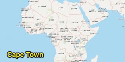 Città del capo posizione sulla mappa del mondo