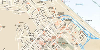 Mappa stradale di Città del Capo, Sud Africa