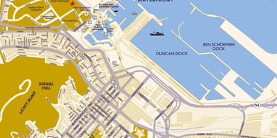 La mappa di Città del Capo, cruise terminal