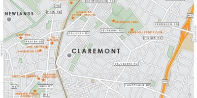 Mappa claremont Città del Capo