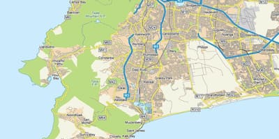 Mappa di diep fiume di Città del Capo