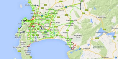 La mappa della fibra sulla mappa di Città del Capo