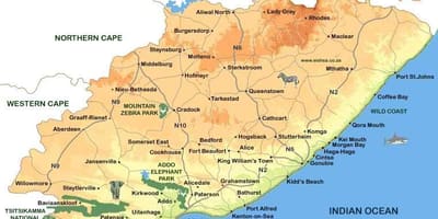 Mappa dell'est di Città del Capo