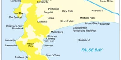 Mappa della penisola del capo, Sud Africa