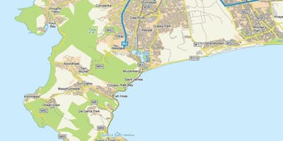 Mappa di muizenberg Città del Capo