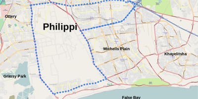 Mappa di nyanga Città del Capo