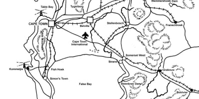 Mappa di schizzo sulla mappa di Città del Capo