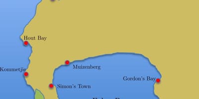 Mappa di simon's town, Sud Africa
