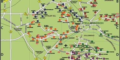 Mappa della strada del vino mappa stradale di Città del Capo