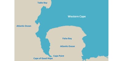 Mappa di table bay, Sud Africa