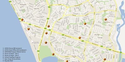 Mappa della vista tabella di Città del Capo