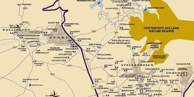 Mappa di Cape winelands Città